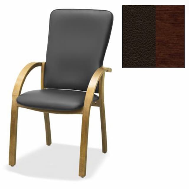 Стул Юнитекс Джуно комфорт экокожа премиум тёмно-коричневая CN1113/дерево-орех гамильтон