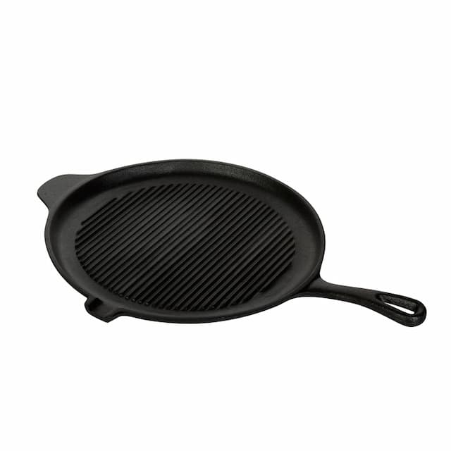 Сковорода рифленая Luxstahl КТ1218 275/18 мм с ручкой и носиком чугун [НЕ866]